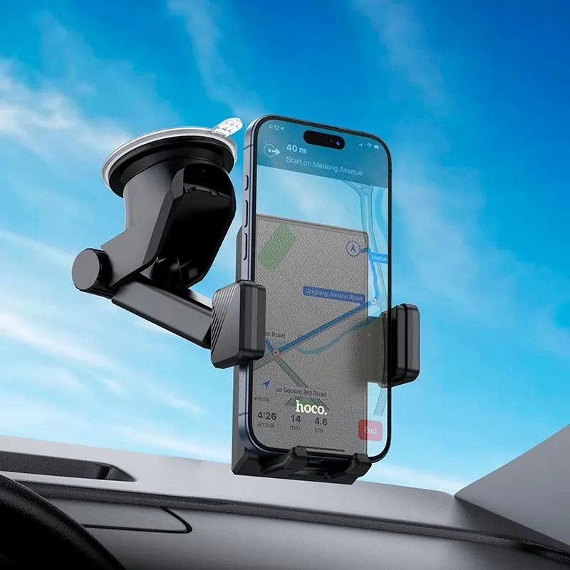 ДЕРЖАТЕЛЬ В АВТО HOCO H49 PRECIOUS PUSH-TYPE CAR HOLDER (CENTER CONSOLE) BLACK (6942007618496) 7