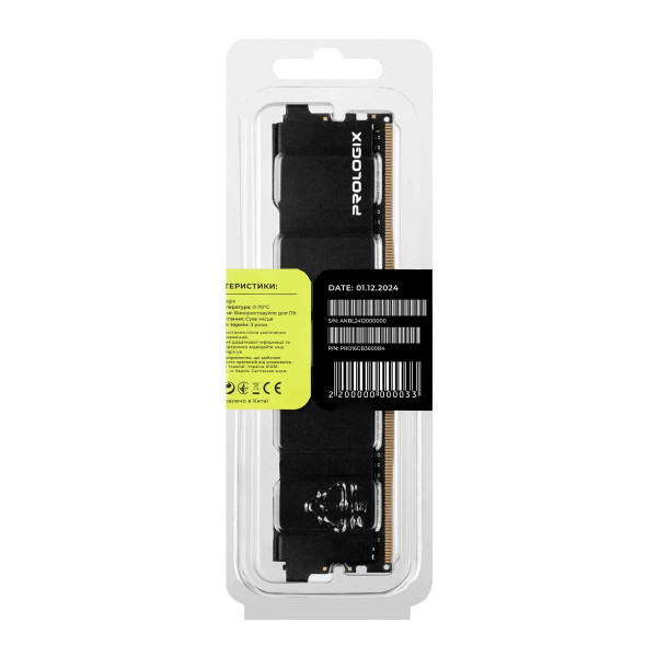 ОПЕРАТИВНАЯ ПАМЯТЬ PROLOGIX 16GB DDR4 3600 MHZ CL18 BLACK (PRO16GB3600B4) 5