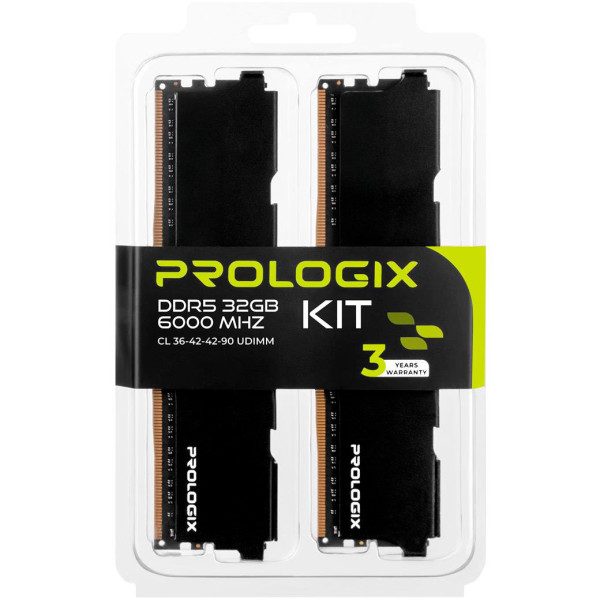 ОПЕРАТИВНАЯ ПАМЯТЬ PROLOGIX 32GB (2X16GB) DDR5 6000 MHZ CL36 BLACK (PRO32GB6000B5K) 5