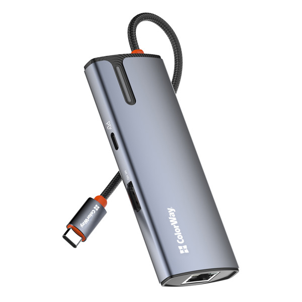 USB-ХАБ COLORWAY (CW-HUB02) 6-IN-1 TYPE-C PD 100W GRAY 1