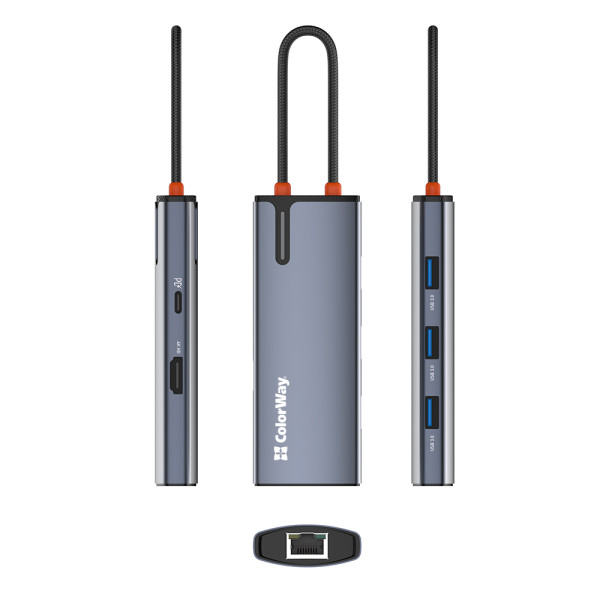 USB-ХАБ COLORWAY (CW-HUB02) 6-IN-1 TYPE-C PD 100W GRAY 5
