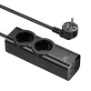 МЕРЕЖЕВИЙ ФІЛЬТР HOCO NS10 WISDOM 2-POSITION BLACK (PD67W/3C1A) DESKTOP SOCKET (EU/GER) 2