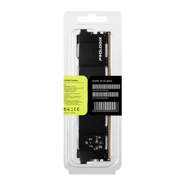 ОПЕРАТИВНАЯ ПАМЯТЬ PROLOGIX 16GB DDR4 3200 MHZ CL16 BLACK (PRO16GB3200B4) 5