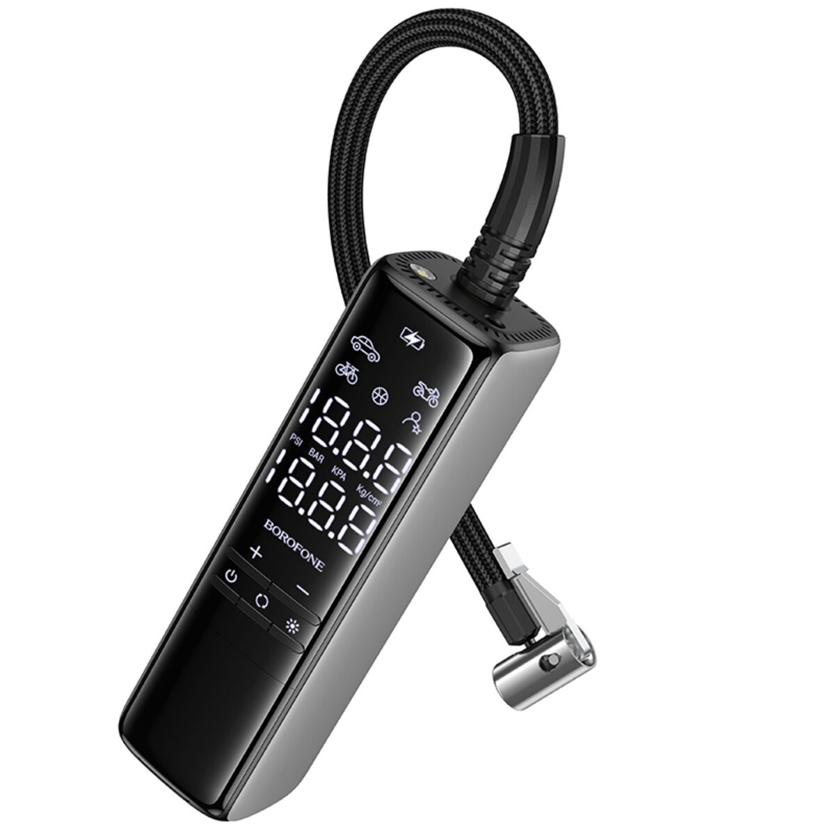 АВТОКОМПРЕСОР BOROFONE FC1 FLOW INTELLIGENT AIR PUMP BLACK GRAY (6941991112485) 1
