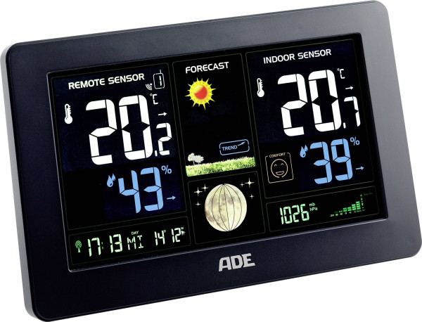 МЕТЕОСТАНЦИЯ ADE WS 1704 BLACK С БЕСПРОВОДНЫМ ВНЕШНИМ ДАТЧИКОМ 1