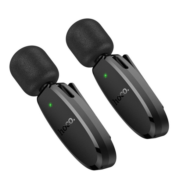МІКРОФОННА РАДІОСИСТЕМА HOCO L15 DUAL-MIC CLIP-ON WIRELESS DIGITAL MICROPHONE (IP/TYPE-C) BLACK 2