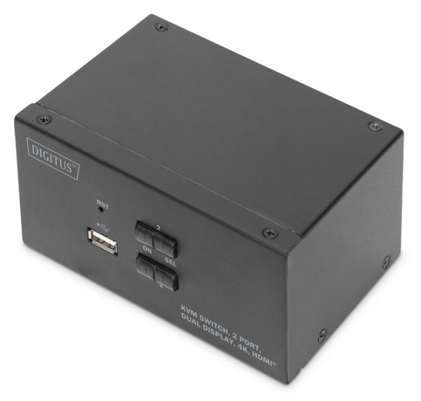 KVM ПЕРЕМИКАЧ DIGITUS (DS-12860) DESKTOP HDMA KVM, 2 PORT, DUAL DISPLAY, 4K 0
