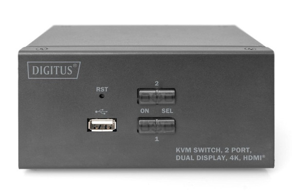 KVM ПЕРЕМИКАЧ DIGITUS (DS-12860) DESKTOP HDMA KVM, 2 PORT, DUAL DISPLAY, 4K 2