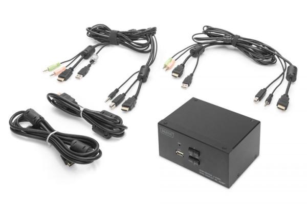 KVM ПЕРЕМИКАЧ DIGITUS (DS-12860) DESKTOP HDMA KVM, 2 PORT, DUAL DISPLAY, 4K 7
