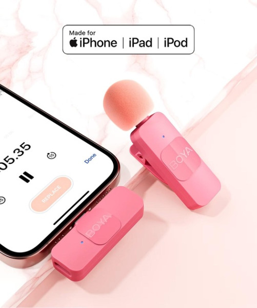 МІКРОФОН BOYA BY-V1 1ШТ LIGHTNING PINK 2
