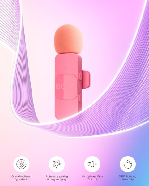 МІКРОФОН BOYA BY-V1 1ШТ LIGHTNING PINK 4