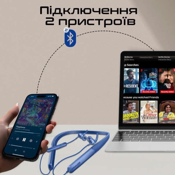 BLUETOOTH-ГАРНІТУРА PROMATE LEAP-200H BLUE (LEAP-200H.BLUE) 1