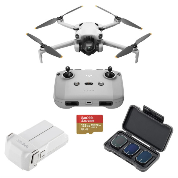 КВАДРОКОПТЕР (ДРОН) DJI MINI 4 PRO WITH RC-N2 CONTROLLER BUNDLE (CP.MA.00000799.01) (EXTRA BATTERY +128GB SD CARD AND ND FILTER SET) 0
