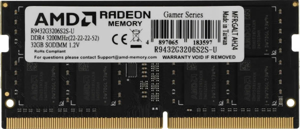 ОПЕРАТИВНА ПАМ'ЯТЬ AMD 32GB SO-DIMM DDR4 3200 MHZ R9 (R9432G3206S2S-U) 0