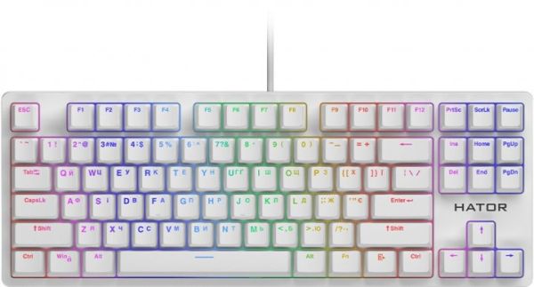 КЛАВИАТУРА HATOR ROCKFALL EVO HTK-631 WHITE (TKL OPTICAL ENG/ UKR/ RUS USB КЛАССИЧЕСКАЯ) 0