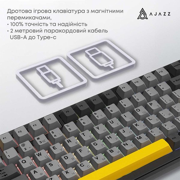 Клавиатура Ajazz AK820 MAX Wired Magnetic switches Black Gray RGB