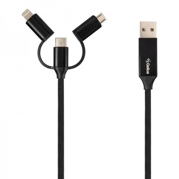 ДАТА-КАБЕЛЬ GELIUS PRO UNIMOG GP-UC510 USB/MICROUSB(ТАТО) - LIGHTNING/MICROUSB/USB TYPE C(ТАТО) BLAC 3