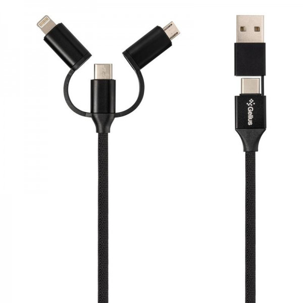 ДАТА-КАБЕЛЬ GELIUS PRO UNIMOG GP-UC510 USB/MICROUSB(ТАТО) - LIGHTNING/MICROUSB/USB TYPE C(ТАТО) BLAC 4