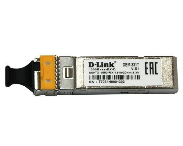 SFP-ТРАНСИВЕР D-LINK 331T/20KM 1X1000BASE-BX-D, WDM, SM, 20КМ, LC 1