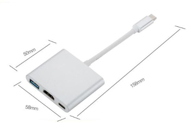 ПЕРЕХІДНИК DYNAMODE USB TYPE C (ТАТО) - HDMI/USB-A/TYPE-C (МАМА) 8