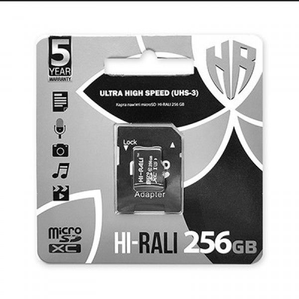 КАРТА ПАМ'ЯТІ HI-RALI HI-256GBSD10U3-01 256GB MICROSDXC З АДАПТЕРОМ CLASS 10 UHS-I U3 0