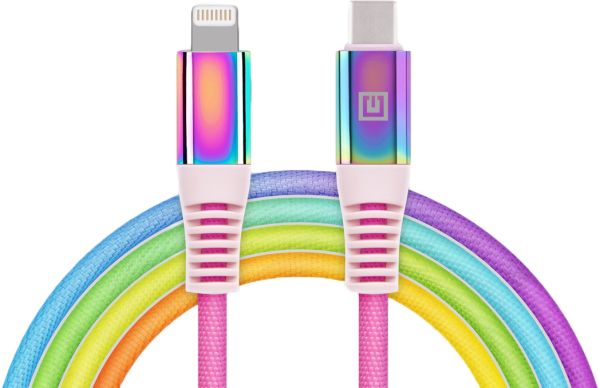 ДАТА-КАБЕЛЬ REAL-EL 1M USB TYPE C (ТАТО) - LIGHTNING (ТАТО) RAINBOW 3