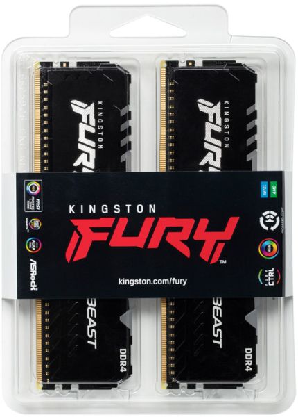 ОПЕРАТИВНА ПАМ'ЯТЬ KINGSTON FURY PC4-25600 DDR4-3200 32768 MB PC4-25600 (KIT OF 2X16384) BEAST BLACK 16 GB DDR4 3200 MHZ 6