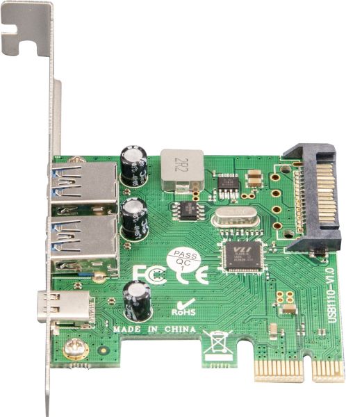 ПЛАТА РОЗШИРЕННЯ FRIME ECF-PCIETOUSB007.LP PCI-E TO USB3.0 TYPE-A+C (2 + 1 ПОРТИ) VL805 0