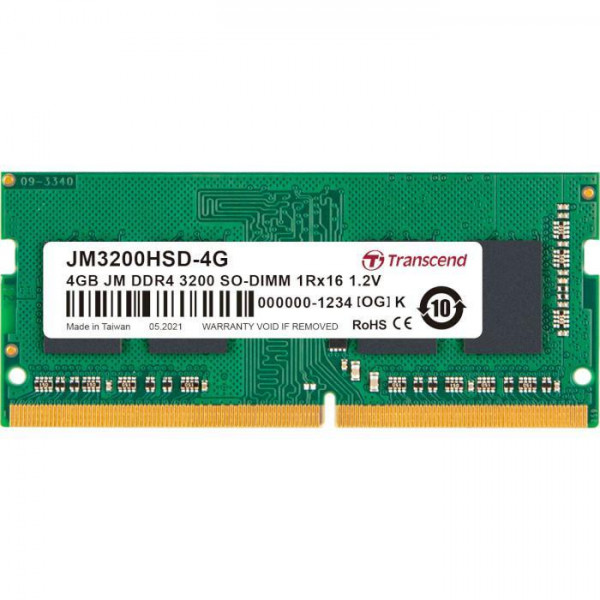 ОПЕРАТИВНАЯ ПАМЯТЬ TRANSCEND JM3200HSD-4G 4 GB SO-DIMM DDR4 3200 MHZ 0