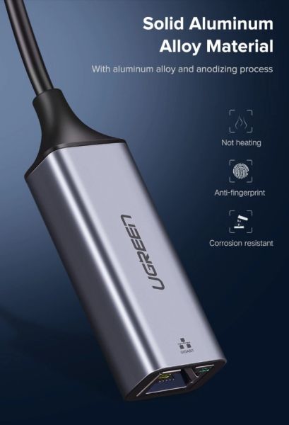 ПЕРЕХІДНИК UGREEN CM209 USB 3.0 TO GIGABIT RJ-45 ETHERNET CARD ADAPTER 1