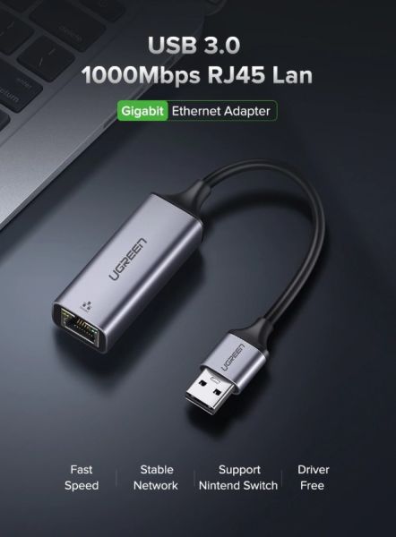 ПЕРЕХІДНИК UGREEN CM209 USB 3.0 TO GIGABIT RJ-45 ETHERNET CARD ADAPTER 6