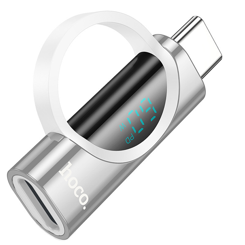 ПЕРЕХОДНИК HOCO UA32A TYPE-C (ТАТО)  -  LIGHTNING (МАМА) SILVER 2