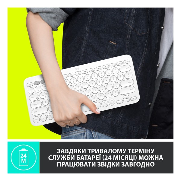 КЛАВІАТУРА LOGITECH K380 MULTI-DEVICE BLUETOOTH KEYBOARD WHITE БЕЗДРОТОВА 4