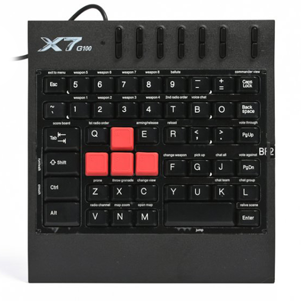 КЛАВИАТУРА A4TECH X7-G100 BLACK (USB ИГРОВАЯ) 0