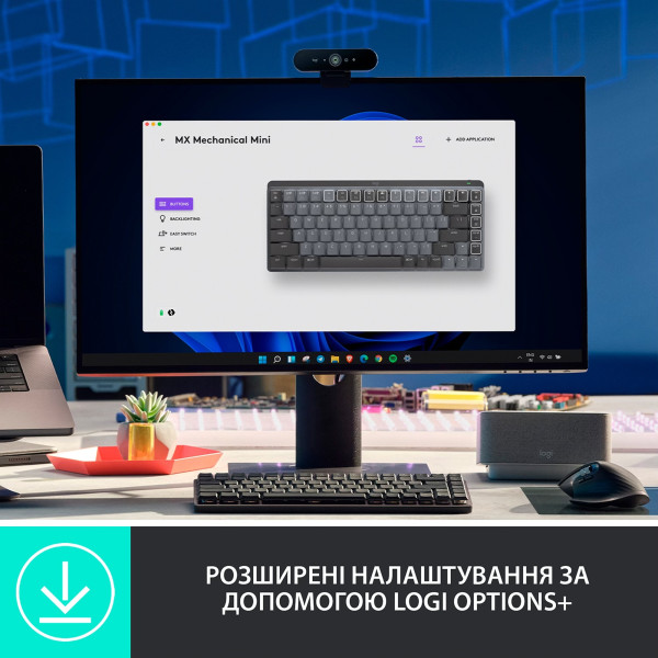КЛАВІАТУРА LOGITECH MX MECHANICAL MINI CLICKY WIRELESS ILLUMINATED GRAPHITE (920-010782) ENG/UA 5