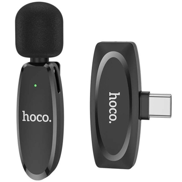 МІКРОФОН HOCO L15 CRYSTAL LAVALIER FOR TYPE-C BLACK БЕЗДРОТОВИЙ ПЕТЛИЧНИЙ 0