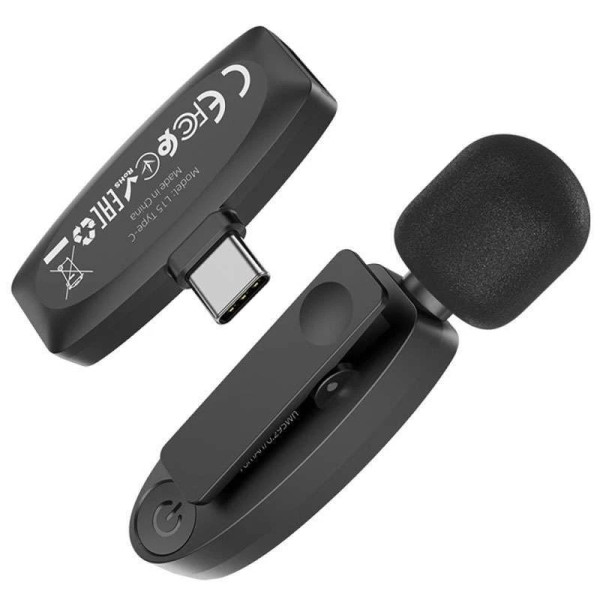 МІКРОФОН HOCO L15 CRYSTAL LAVALIER FOR TYPE-C BLACK БЕЗДРОТОВИЙ ПЕТЛИЧНИЙ 2