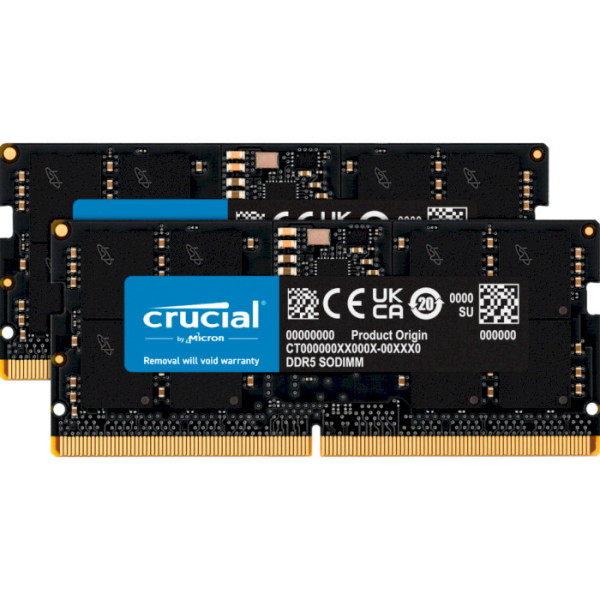 ОПЕРАТИВНА ПАМ'ЯТЬ CRUCIAL 32GB (2X16GB) SO-DIMM DDR5 5600 MHZ (CT2K16G56C46S5) 0