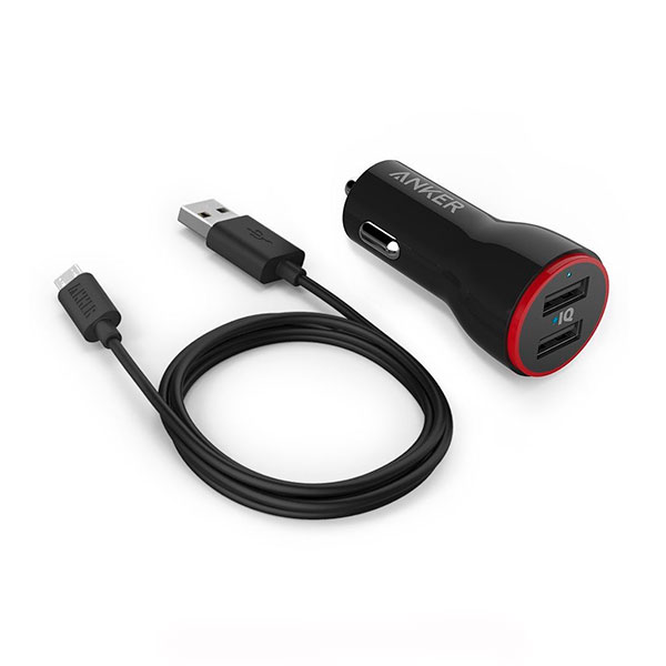 

Зарядний пристрій автомобільний microUSB 2xUSB Anker PowerDrive 2 V3 Black, PowerDrive 2 V3 (B2310H11)