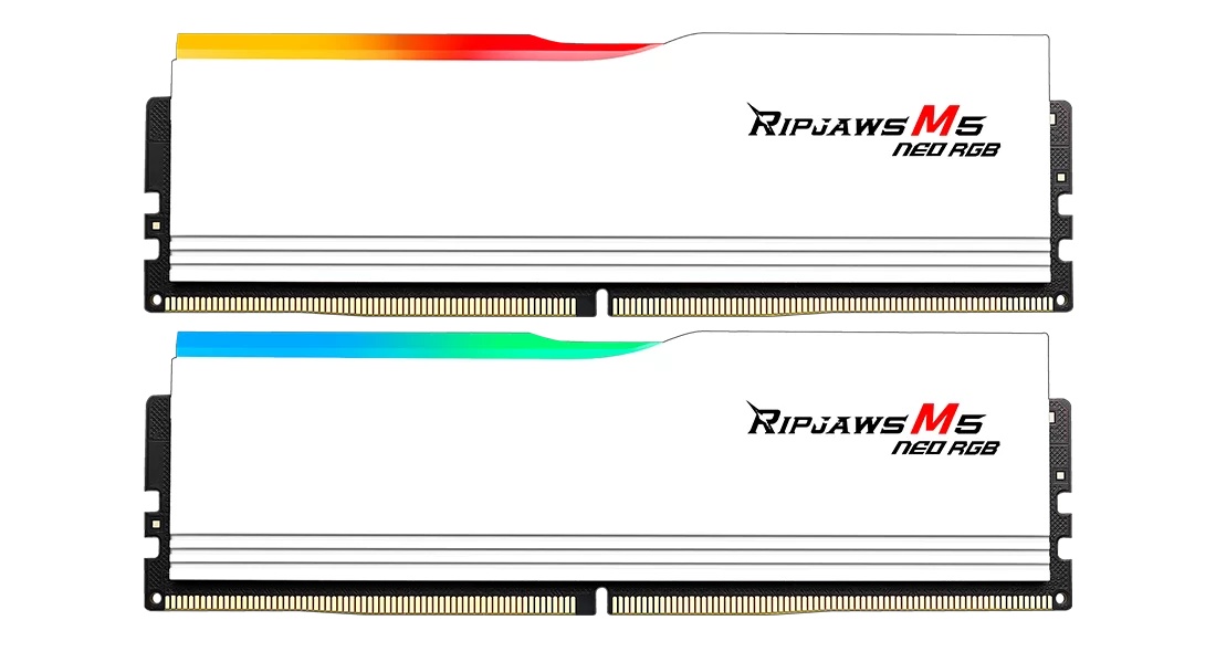 Оперативна память G.Skill 96GB (2x48GB) DDR5 6000 MHz CL30 Ripjaws M5 Neo RGB White (F5-6000J3036F48GX2-RM5NRW) G.Skill - купити в Україні