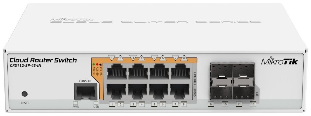 Світч Mikrotik CRS112-8P-4S-IN White 8 портів