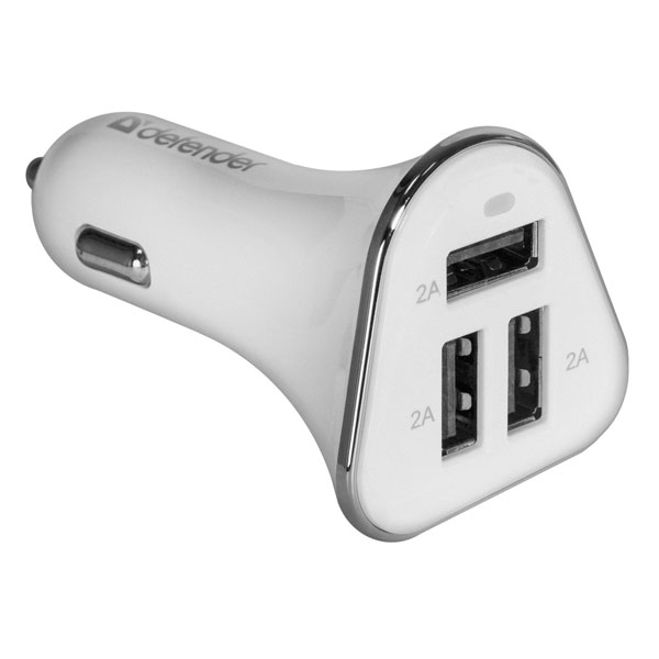 

Адаптер автомобільний універсальний 3xUSB 2A Defender ACA-02 Grey, ACA-02 (83568)