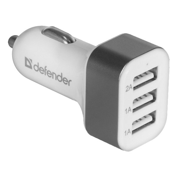 

Адаптер автомобільний універсальний 3xUSB 4A Defender ACA-02 Grey, ACA-02 (83570)