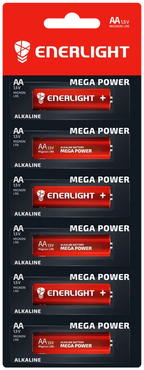 Батарейка Enerlight Alkaline Mega Power LR6 6шт./уп. (відривний плакат 6х1)