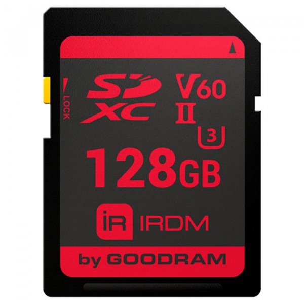 

Карта памяті MicroSDXC 128Gb сlass 10 GoodRam, 128Gb IRDM SDXC V60 UHS-II U3 Retail