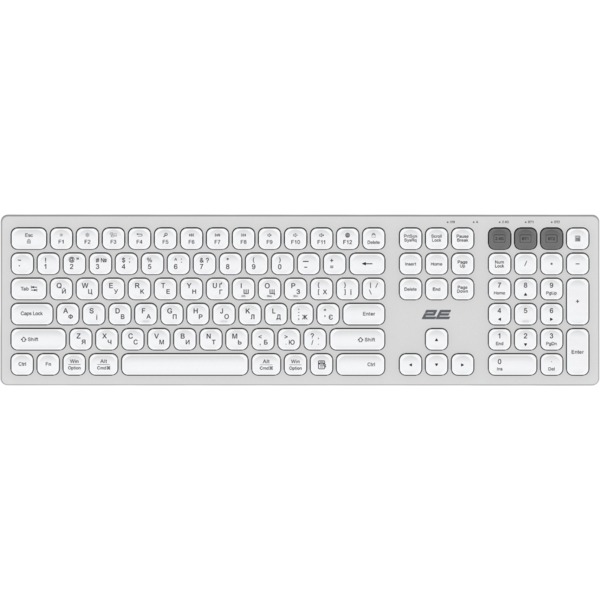 Клавіатура 2E KS270 Silver White WL/BT (EN/UKR)