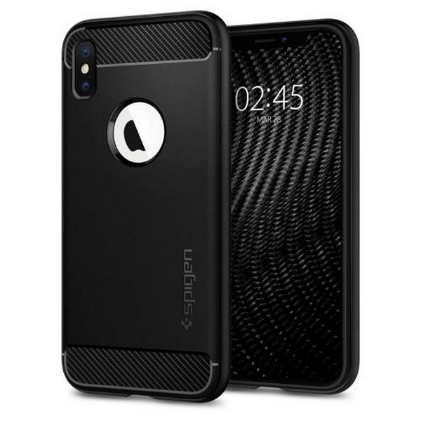 

Накладка для iPhone X/iPhone XS силікон SpigenRugged Armor Matte Black, 063CS25113