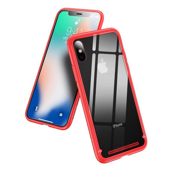 

Накладка для iPhone X/iPhone XS силікон Baseus See-through glass protective Red, See-through glass protective iPhone X/Xs Red (WIAPIPHX-YS09)