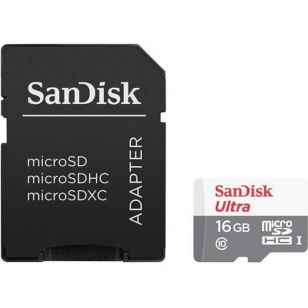 

Карта памяті microSDHC 16 Gb class 10 SanDisk UHS-I Ultra + SD SDSQUNS-016G-GN3MA, 16 GB microSDHC UHS-I Ultra + SD adapter SDSQUNS-016G-GN3MA