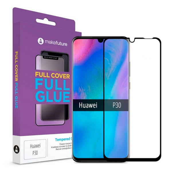 

Захисне скло Huawei P30 Full Cover Full Glue прозоре MakeFuture, Защитное стекло Full Cover Glue для Huawei P30 2019 Black (MGF-HUP30) Новинка